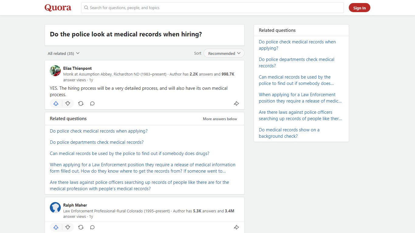 Do the police look at medical records when hiring? - Quora