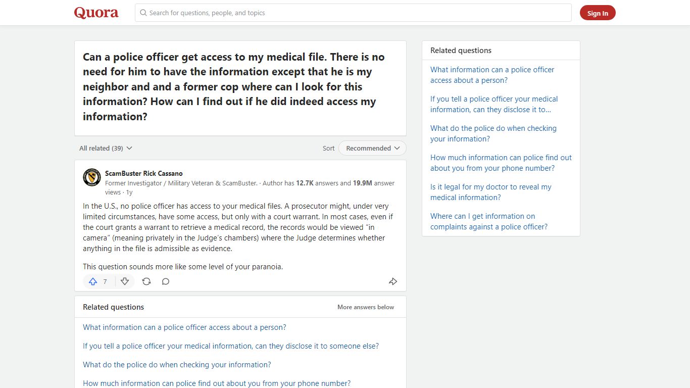 Can a police officer get access to my medical file. There is no ... - Quora